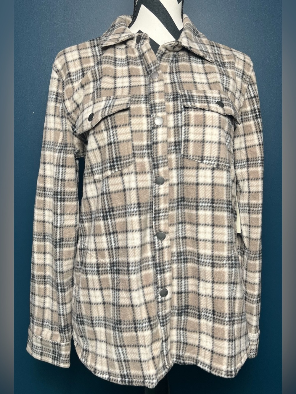O’Neill Women’s SuperFleece Plaid Top - Beige and Gray